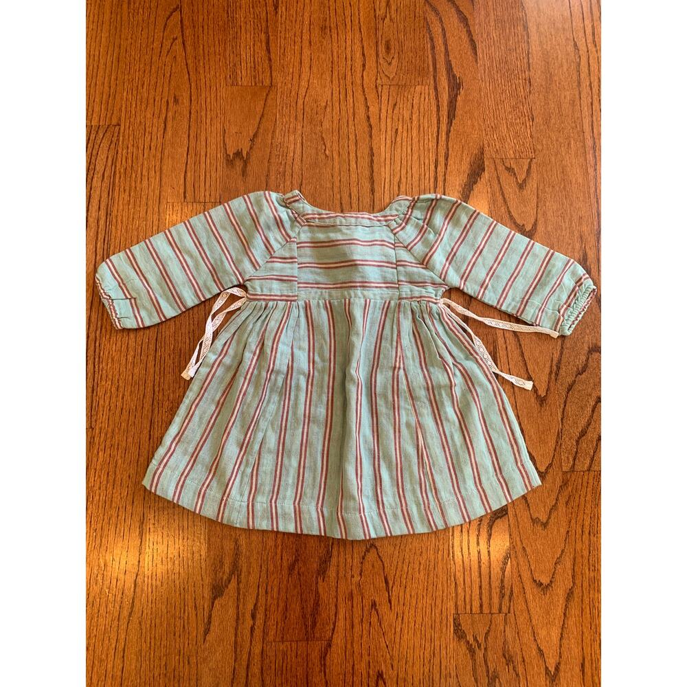 Lali Striped 100% Cotton Everyday Dress | Teal Red White | 2Y